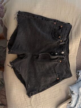 Levi's Black Distressed Denim Cutoff Shorts
